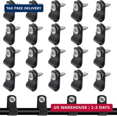 50 Pcs 1/4 Inch Black Nylon Cable Clip Wire Clamp | R-type, 6.4mm, Screw Mountin