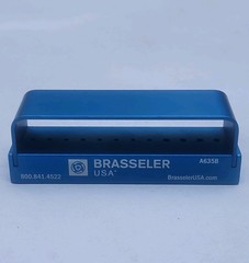 Brasseler USA A635B Blue Aluminum Bur Block 8FG 4RA Dental Organizer