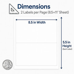 Labels Premium Mailing Shipping 8.5×5.5 Half-Sheet Self Adhesive Laser & Inkjet