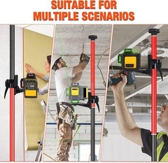 Telescoping Laser Level Pole, 12 FT/3.7 M Tripod Laser Pole with Adjustable M…