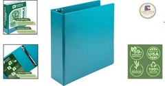 Vibrant Turquoise Plant-Based Binder, 3-Inch Capacity for Stylish Organization