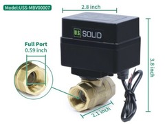 U.S. Solid Motorized Ball Valve with Indicator Lights 1/2 in Brass 9-36V N/C