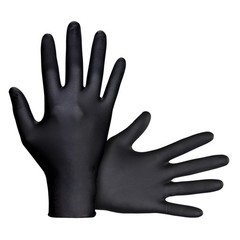 SAS Safety, Raven Gloves 50 Packs 7Mil PF Exam Textured, Size L, Color Black,