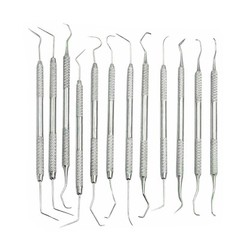 12 Piece Dental Probe Pick Tool Instrument Set Stainless Steel Scaler PR-296