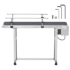 VEVOR Belt Conveyor PVC Stainless Steel Belt Conveyor 47″x7.8″ Double Guardrail