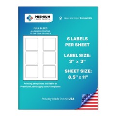 600 Premium 3″ x 3″ square stickers / Labels – with bleed – 6 per sheet