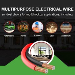 TYUMEN 100FT 14/2 Gauge Red Black Cable Hookup Electrical Wire LED Strips Ext…