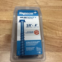 TAPCON 11414 3/8″ X 4″ HEX-WASHER-HEAD LARGE DIAMETER STEEL CONCRETE ANCHOR 10PK