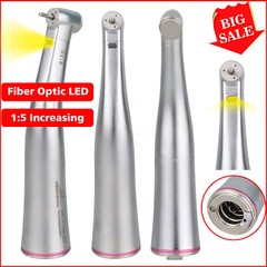 Dental 1:5 Increasing LED Fiber Optic Contra Angle Low Speed Handpiece Red Ring