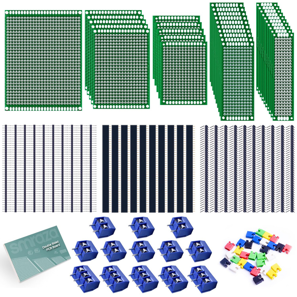104Pcs Double Sided PCB Board Kit, Prototype Boards for DIY Soldering