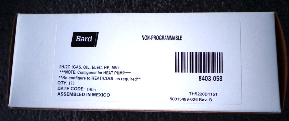 BARD 8403-058 non-programmable TSTAT, New!!