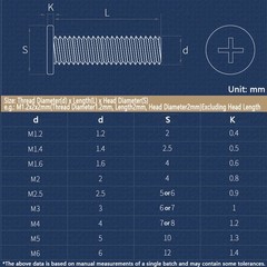 M1.2 M1.4 M1.6 M2 M2.5 M3 – M6 CM Phillips Ultra Thin Flat Wafer Head Screw Bolt