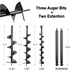 72CC Post Hole Digger with 4″ 8″ 12″ Auger, Powerful Gas Engine for Digging