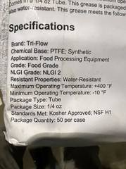 50 COUNT CASE Tri-Flow Synthetic Grease – 1/4 oz Tubes- Food Grade -TF75454