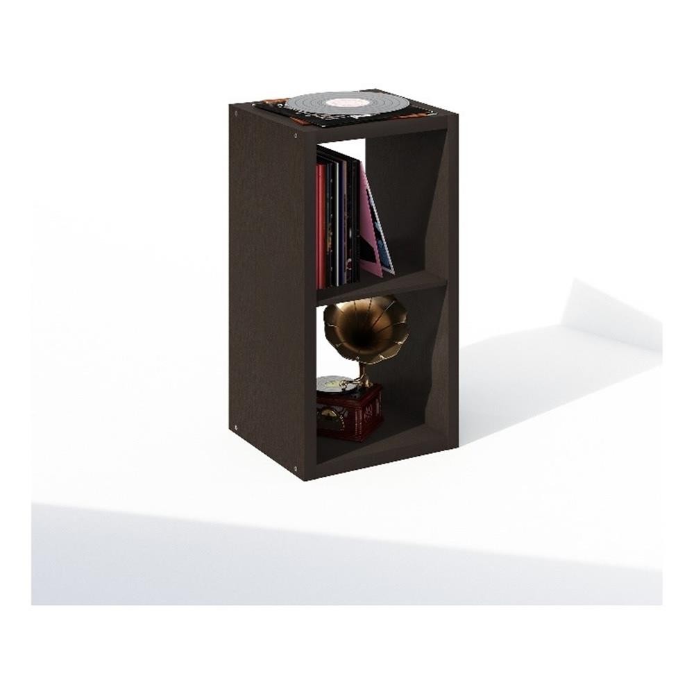 Pemberly Row 2-Cube Media Storage Organizer in Black Dark Oak