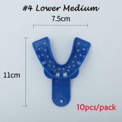 2/10Pcs Dental Plastic-Steel Impression Trays Blue Materials Upper+Lower L M S