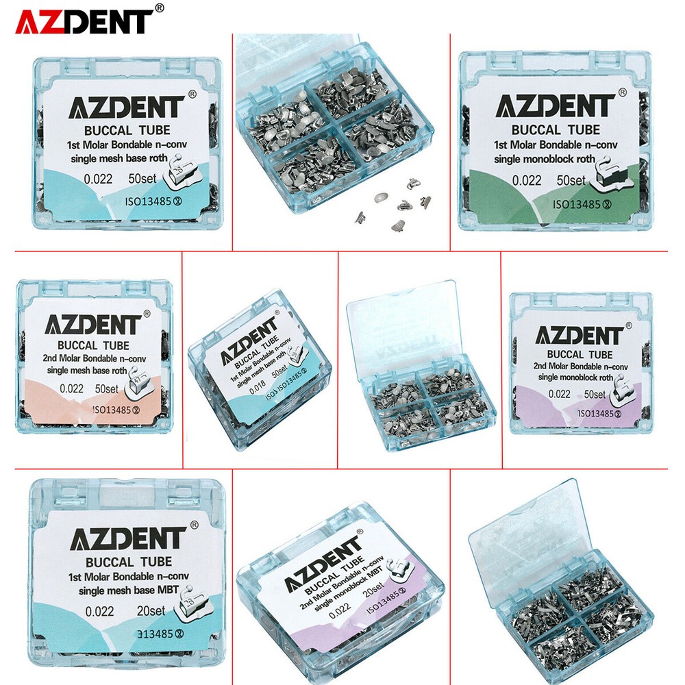 Dental Orthodontic Buccal Tube 1st 2nd Molar Roth MBT 018 022 Bondable Non-Conv