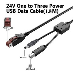 Powered USB to Hosiden DIN 3 Pin USB B DC 5525 Splitter Printer Cable EPOS POS