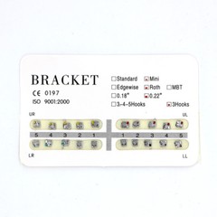 10×Dental 20Pcs/kit Orthodontic Mental Bracket Brace Mini Roth Slot 022 3Hooks