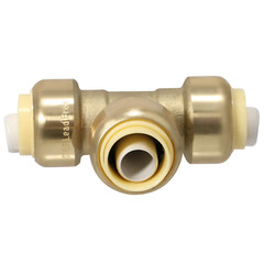 2) 1/2″ Push-Fit Tee w. 1 Free Removing Clip, Lead Free Brass