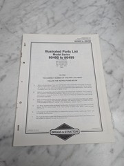 BRIGGS STRATTON 80400 TO 80499 ILLUSTRATED PARTS LIST MANUAL CATALOG BOOK 1989