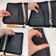 Vtg Day Timer Faux Leather Black Zip Planner Binder Textured Diamond Shape READ