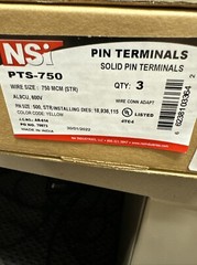 NSI PTS-750 Yellow Die 750 MCM AL9CU Solid Pin Terminal -Box Of 3