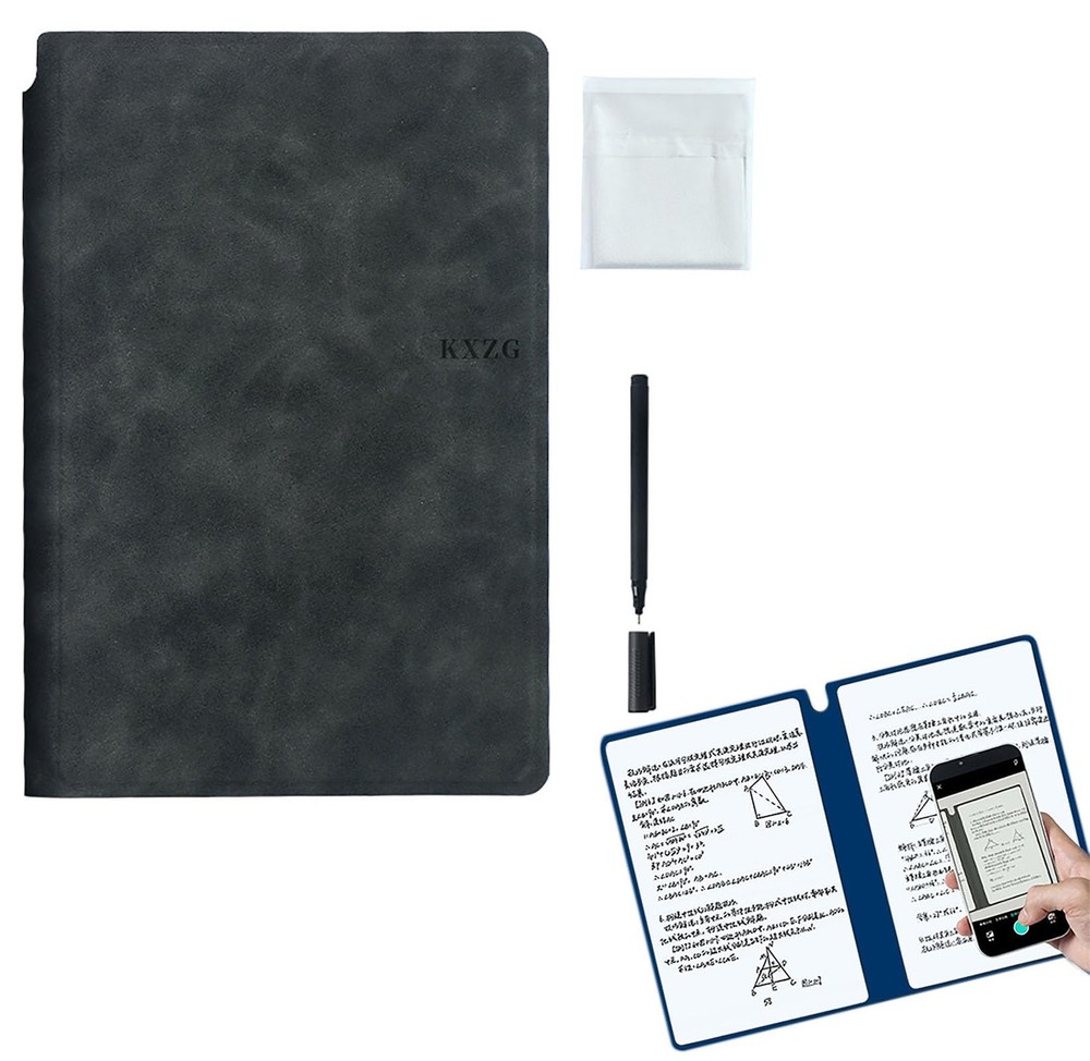 YIKANGHENG Wipeable Notebook with a Pen and Rag, 9 Inch x 5.8 Black