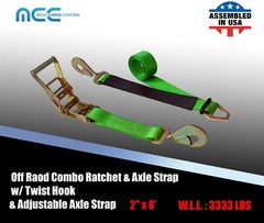 USA 2″ x 8′ Axle Strap Car Trailer Hauler Ratchet Tie Down Strap w/ Snap Hook