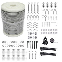 1/8″ Wire Cable Rope Kit ，Vinyl Coated 304 steel cable 200FT, 3mm