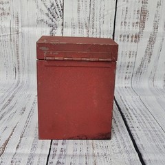 Vintage steel index card flip top box red 8x6x3.500″