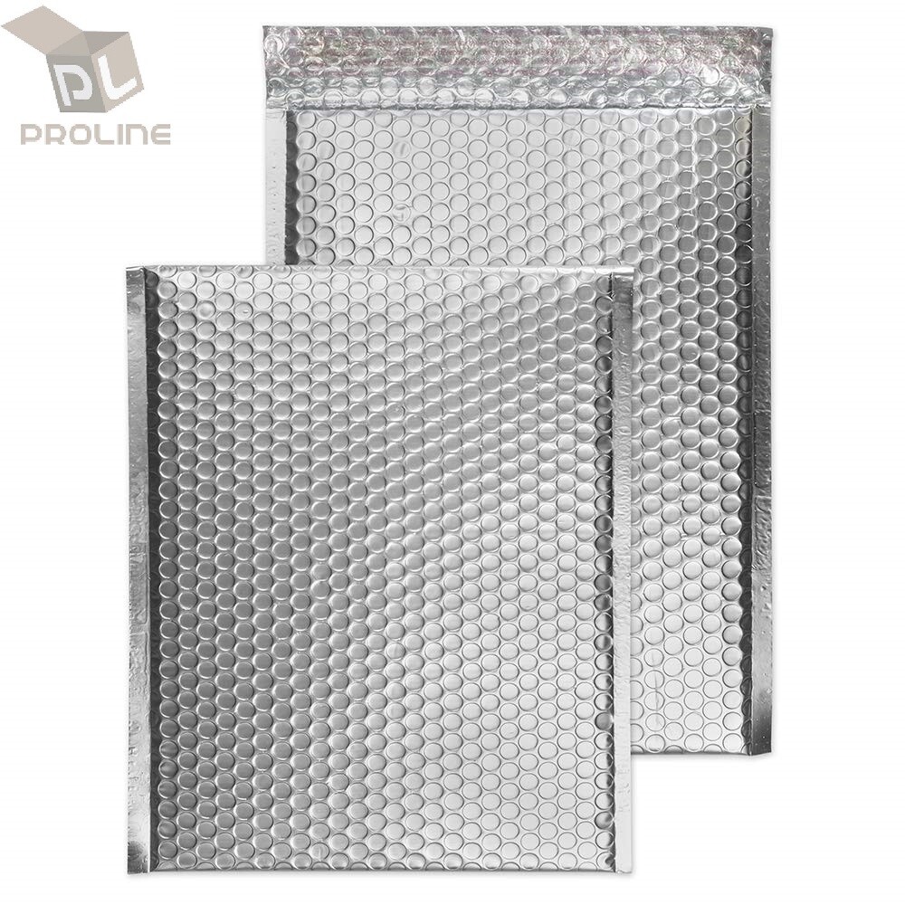 25 #000 Glamour Metallic Silver Poly Bubble Mailers Envelopes 4×8 Extra Wide