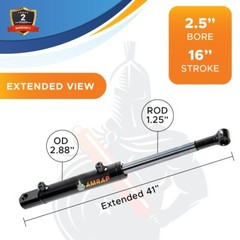 2.5×16 Hydraulic Cylinder 2.5″ Bore, 16″ Stroke – Double Acting Tang Universal