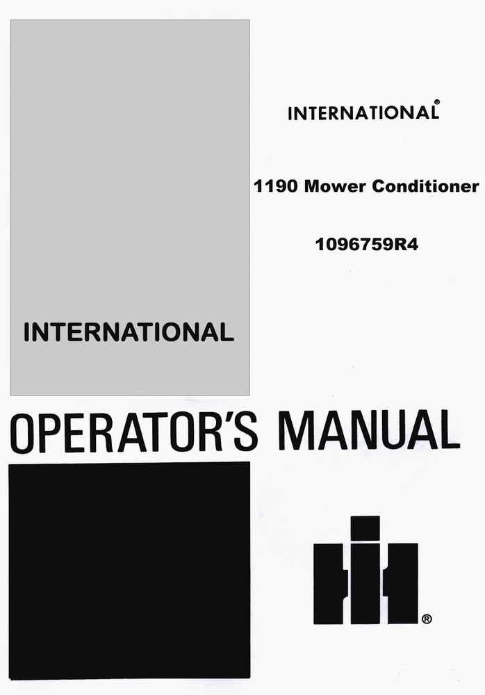 International 1190 Mower Conditioner Operators Manual 1096759R4