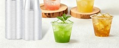 9 oz Clear Plastic Cups 50 Pack, Sturdy & Food Safe Disposable Cups for Cold or