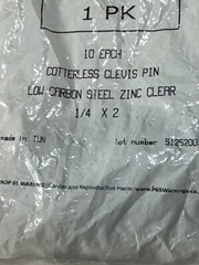 30 – Cotterless Clevis Pin LOW CARBON STEEL ZINC CLEAR 1/4 X 2 LOT