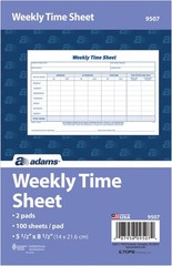Weekly Time Sheet, 1-Part, 5.5 x 8.5 Inches, Blue/White, 100 Sheets Per Pad, …