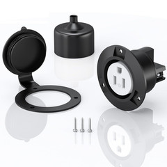 120V 15A Flanged Outlet Female Electrical Outlet with Cover NEMA 5-15R Waterproo