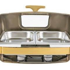 Roll Top Chafing Dish with 2 Food Pans & Visible Lid Restaurant Food Warmer