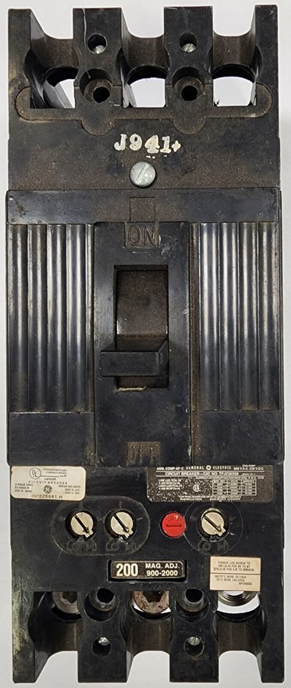 GE TFJ 200 Amps 3 pole 600v breaker