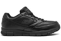 New Skechers Work 77156 Memory Foam Slip Resistant Black Lace Shoes Size 13 Wide