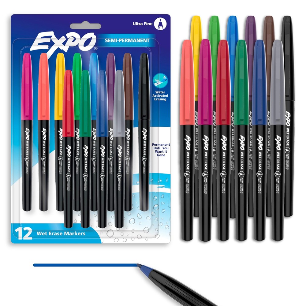 12 Count, Assorted (Black, Red, Blue, Green, Orange, Yellow, Brown, Purple)