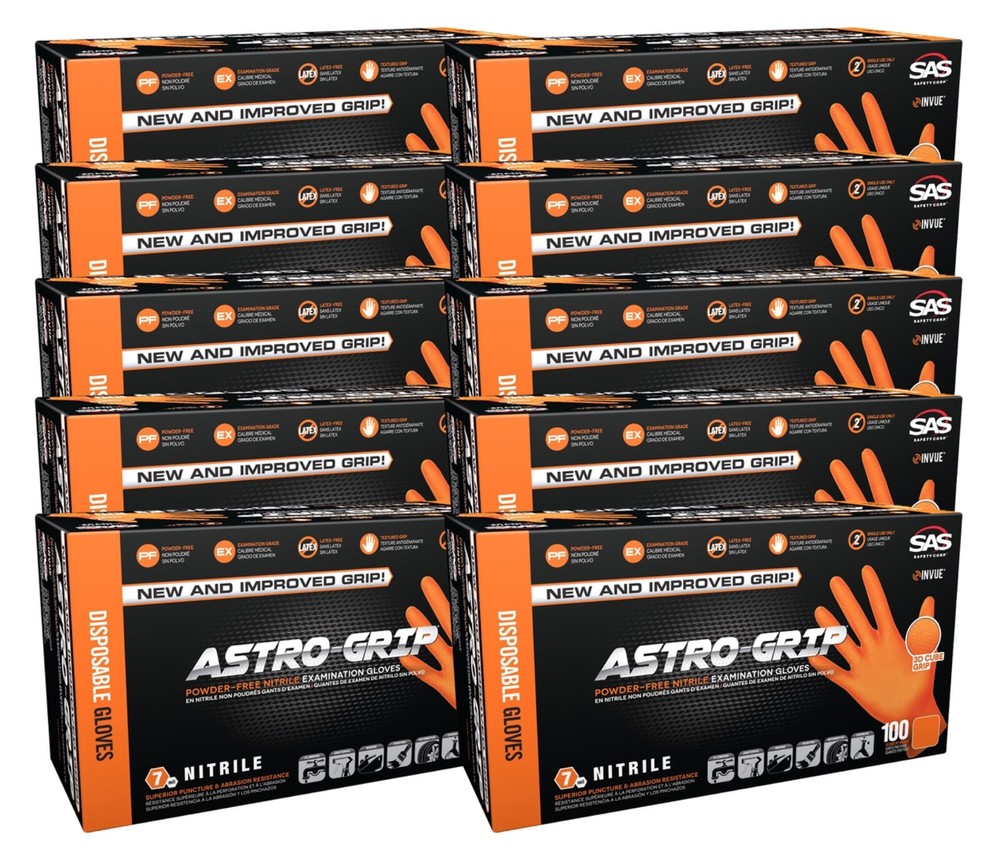SAS Safety® Astro-Grip® Powder-Free Exam Grade Nitrile Gloves (1000/Case)