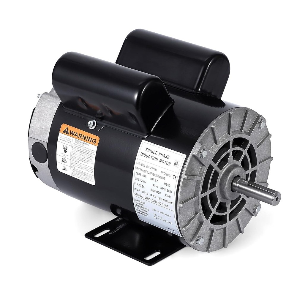 230V 3450 RPM 3.7HP Electric Motor Compressor Duty 56 Frame 1 Phase 5/8″ Shaft