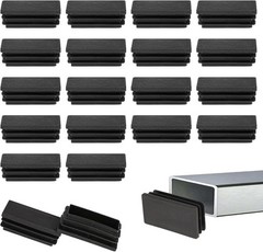 20 Pack 1″ X 2″ Rectangle End Caps Tubing Black Plastic Plug