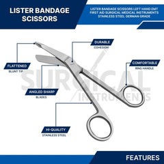 Left Handed Lister Bandage Scissors 5.50″ Stainless Steel German Grade