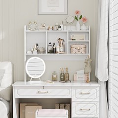 Desktop Bookshelf Wood Desk Hutch Organizer w/5 Shelves for Computer Desk White