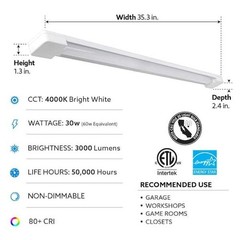 Commercial Electric 3ft LED Shop Light 3000 Lumens 4000K Plug-In 2-Pack