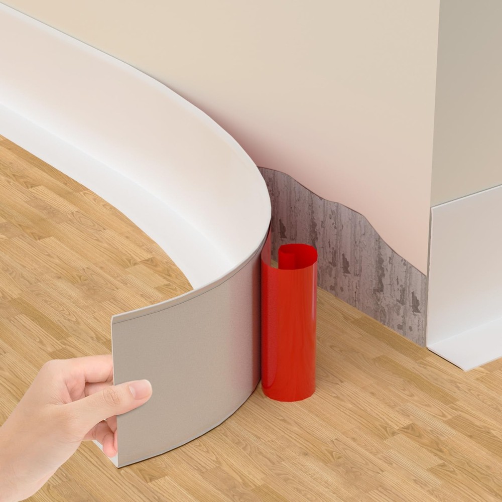 Self-Adhesive Flexible Baseboard Molding Trim – 20 Ft Vinyl Wall Base for