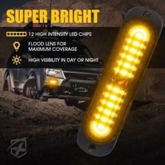 Xprite 4 Pods Front Grille led Strobe Lights bar Side Marker Flashing Amber lamp